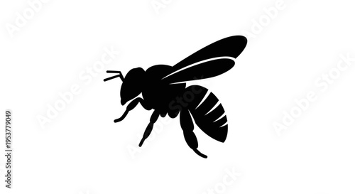 Black silhouette of a flying bee.