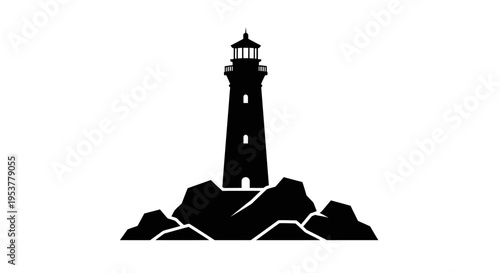 Black silhouette of a lighthouse tower.