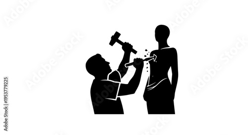 Dentist examines patient with drill.