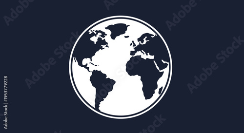 Earth Globe Icon World Map.
