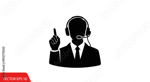 Customer service representative wearing headset.