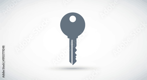 Gray metal house door key.