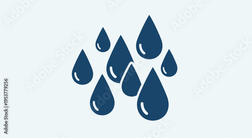 Group of blue water droplets falling.