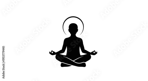 Silhouette of a meditating person sitting.
