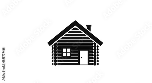 Simple Log Cabin House Icon.