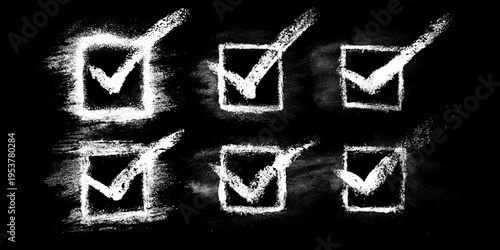 Minimalist chalk checklist illustration on blackboard, symbolizing organization, productivity, and educational or office planning themes