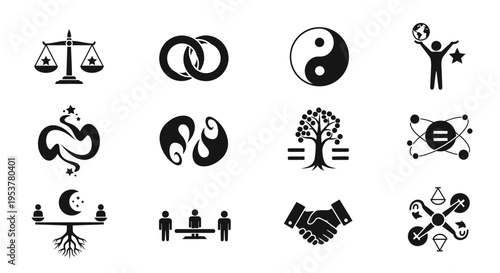 Black and white harmony symbols.