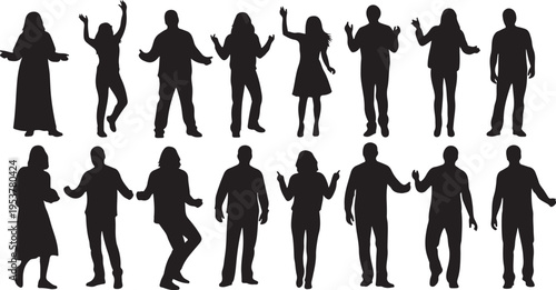 Silhouettes of people dancing and having fun together outdoors