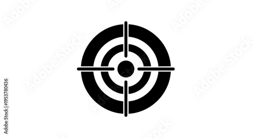 Black and white target symbol icon.