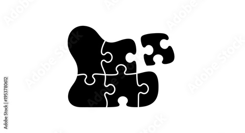 Black puzzle pieces falling apart.