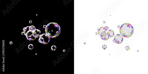 Glossy Transparent Bubble Sphere on Black and White Background