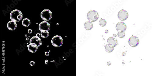 Shiny Soap Bubble Abstract on Black and White Background