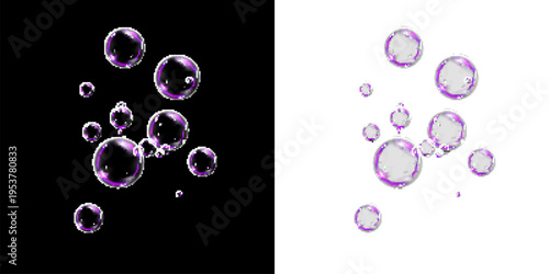 Underwater Air Bubble Sphere on Black and White Background