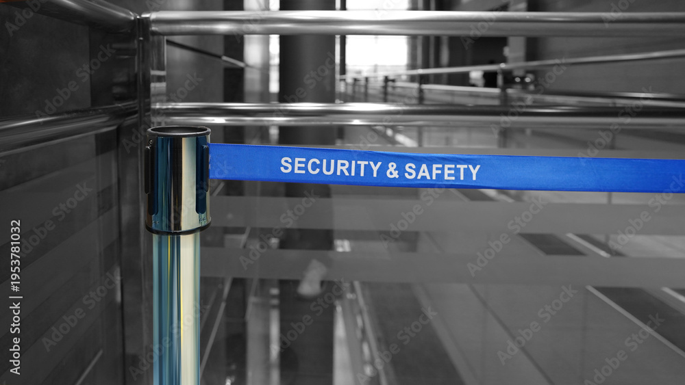 Fototapeta premium Security and Safety Restricted Area Entrance with Barrier Tape