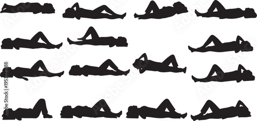 Silhouette of a person doing yoga poses sequence