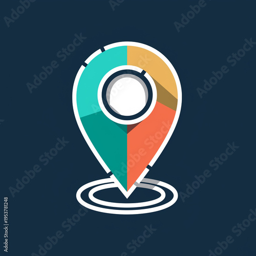 Colorful Flat Design Location Pin Icon for Digital Maps