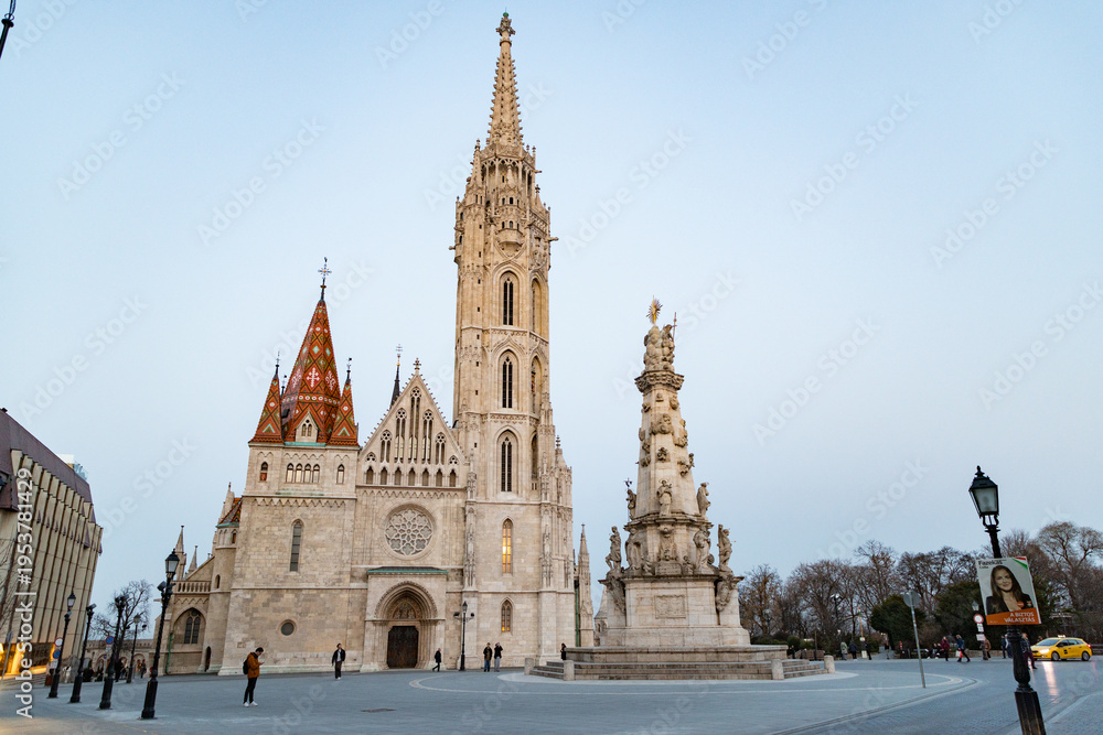 Fototapeta premium the Matthias Church in Budapest at blue hour Hungary Europe