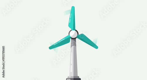 Animated Illustration of a Wind Turbine Generating Renewable and Clean Energy