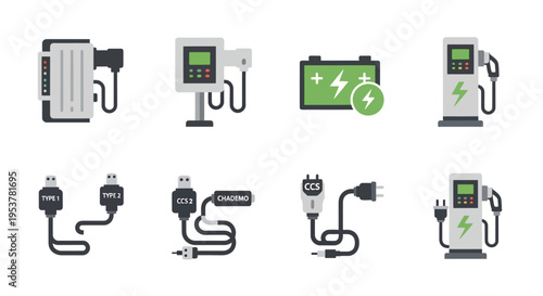 Electric vehicle charging station connectors.