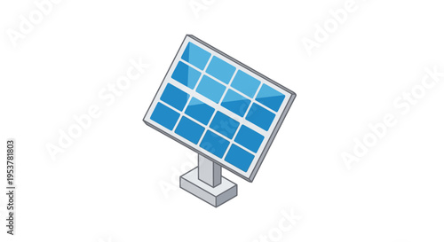 Illustrated Solar Panel on White Background, Renewable Energy Concept for Sustainable Future