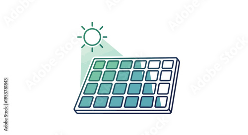 Illustration depicting a solar panel with sunlight and representing renewable energy sources