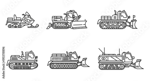 Heavy construction equipment vehicles bulldozers.