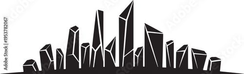 Abstract crystalline skyscraper skyline vector illustration for modern architectural branding