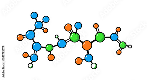 Colorful cartoon depiction of a molecular structure in a scientific illustration