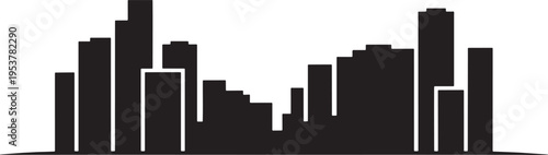 Detailed skyscraper skyline with light accents for corporate business and financial district