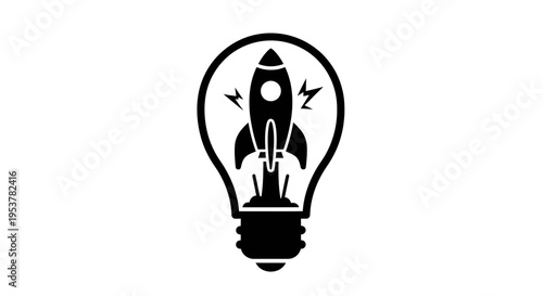 Rocket Launch in a Lightbulb Idea Concept Design