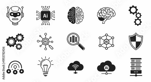 Conceptual illustration of artificial intelligence, technology, and data processing.