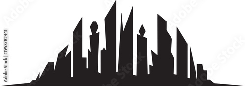 Futuristic sharp building silhouettes for creative urban background and sci-fi city landscape