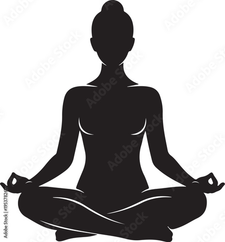 Woman in meditation pose sitting cross-legged in silence