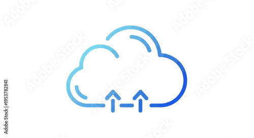 Cloud computing data upload icon vector illustration on white background, simple concept