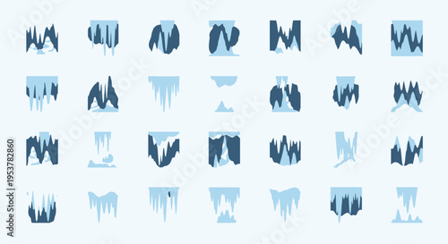 Collection of various blue abstract shapes.