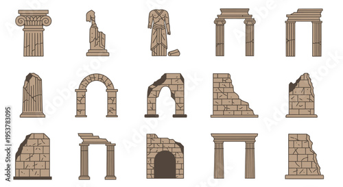 Collection of various stone arches details.