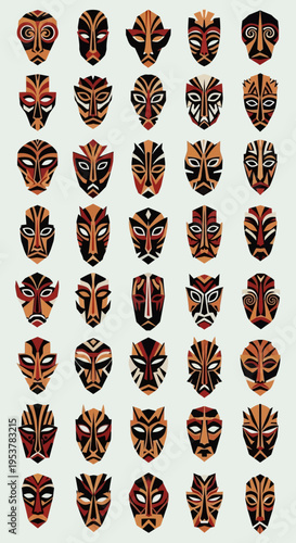 Collection of tribal face masks.