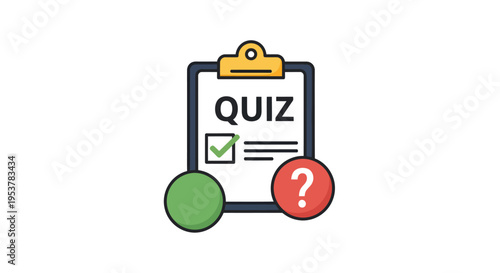 Quiz clipboard with question mark.