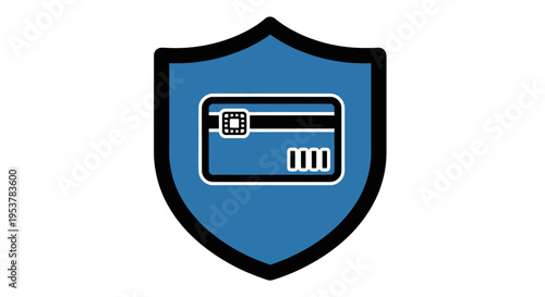 Credit card protection icon inside a shield, representing financial security and safety
