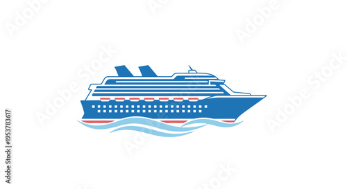 Cruise ship design element illustration for travel, vacation and transportation concept