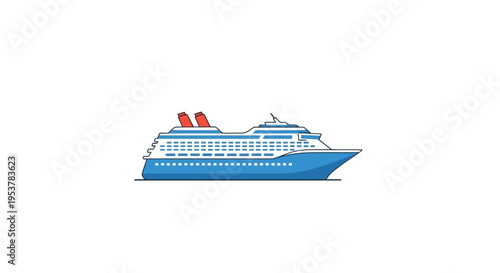 Cruise ship illustration against a white background, representing travel and vacation concept