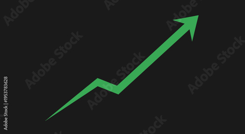 Depicting an upward trend with a green arrow against a dark background