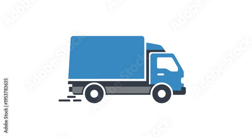 Delivery truck illustration: a blue cargo van icon against a white background for logistics