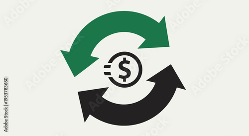 Depiction of financial cycles, currency exchange, and the flow of money, a visual illustration