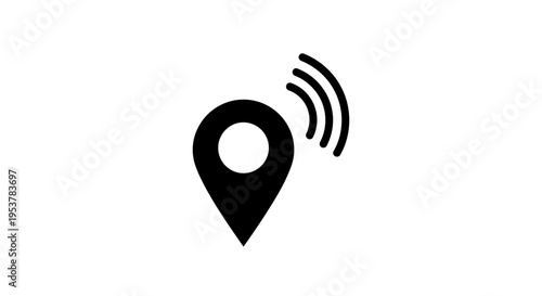 Location Pin with Wireless Signal Illustration