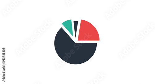 Colorful pie chart illustration for data analysis and business statistics on white background