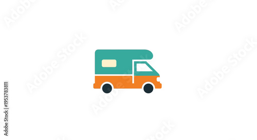 Colorful illustrated motorhome icon suitable for travel and adventure related themes no comma