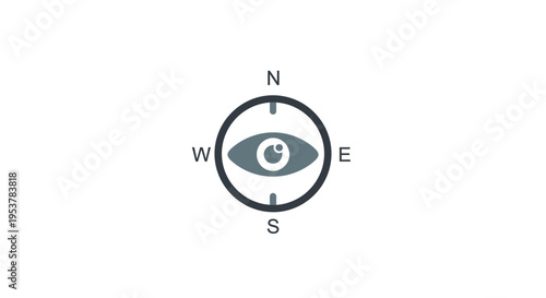 Compass eye icon depicting direction, navigation, vision, and the sense of sight