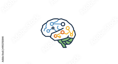 Conceptual illustration depicting the brain and neural networks, symbolizing cognitive processes