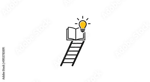Conceptual visual representing knowledge acquisition, illumination, and upward progress without